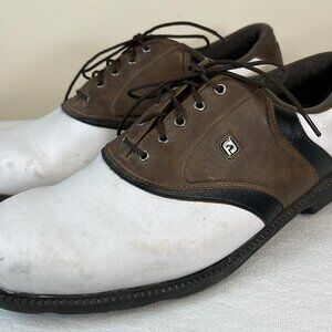 FOOTJOY Men's SZ 13 W White Brown Saddle Oxford Golf Shoes 45330